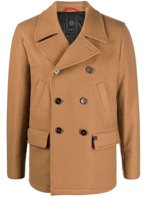 Fay textured double-breasted coat - Brown
