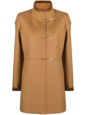 Fay three-hook virgin wool coat - Brown