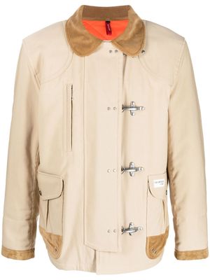 Fay toggle-fastened leather jacket - Neutrals