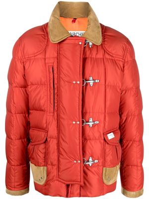 Fay toggle-fastening padded jacket - Red