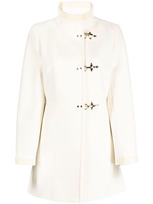 Fay toggle-fastening wool coat - White