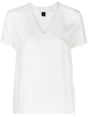 Fay V-neck embroidered-logo T-shirt - White