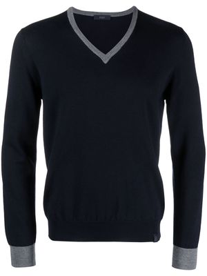 Fay V-neck fine-knit sweatshirt - Blue