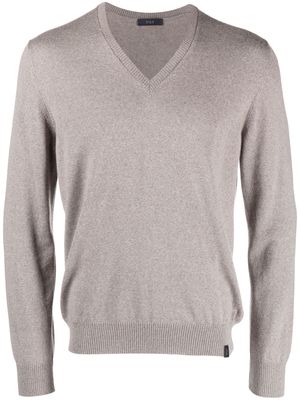 Fay V-neck fine-knit sweatshirt - Neutrals