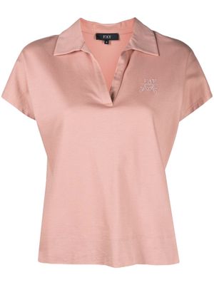 Fay V-neck piqué-weave polo shirt - Pink