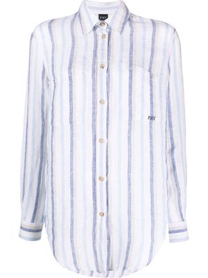 Fay vertical-stripe print linen shirt - White