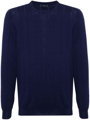 Fay wide-ribbed cotton jumper - Blue