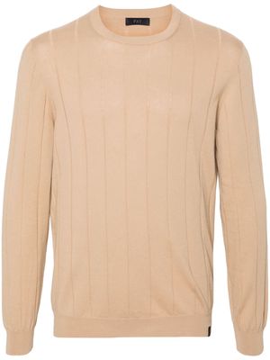 Fay wide-ribbed cotton jumper - Neutrals
