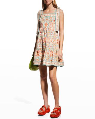 Faye Tiered Square-Neck Mini Dress