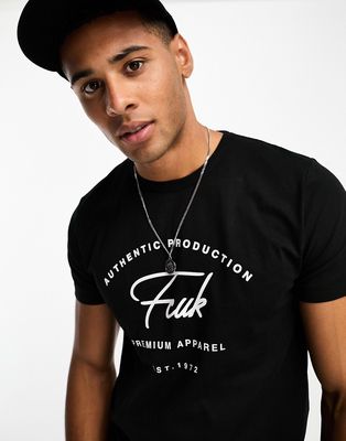 FCUK established print T-shirt in black