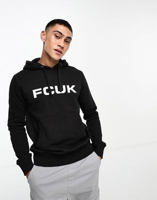 FCUK logo overhead hoodie in black