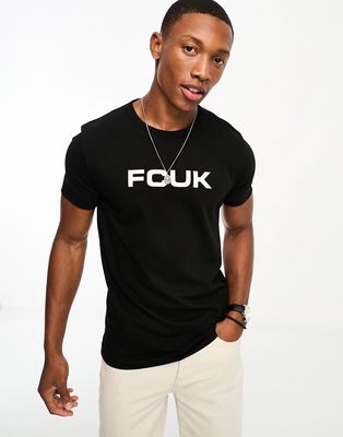 FCUK logo print t-shirt in black