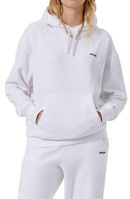FCUK Oversize Cotton Hoodie in Linen White - Black