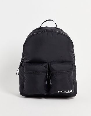 FCUK padded backpack with embroidered logo in black