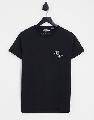 FCUK small script logo T-shirt in black