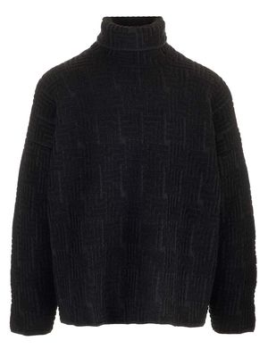 Fear of God Black Turtleneck In Jacquard Wool