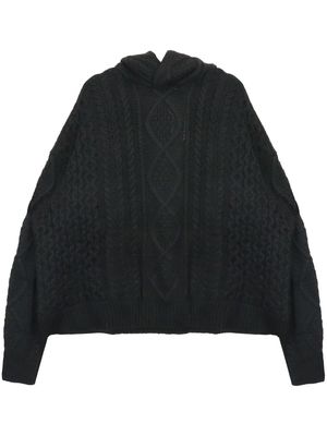 FEAR OF GOD ESSENTIALS logo-appliqué cable-knit hoodie - Black