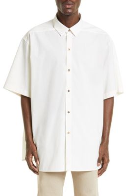 Fear of God Eternal Short Sleeve Stretch Cotton & Wool Button-Up Shirt in Cream