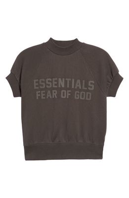 Fear of God Kids' Logo Short Sleeve Sweatshirt in Off-Black