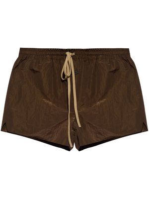 Fear Of God lamé-effect drawstring track shorts - Brown