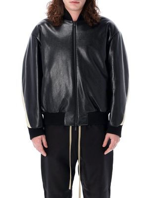 Fear of God Leather Moto Stripe Bomber Jacket