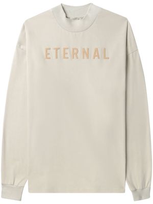 Fear Of God logo-embroidered long-sleeved cotton sweatshirt - Neutrals
