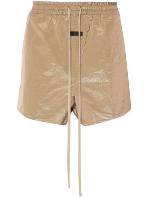 Fear Of God logo-patch lamé running shorts - Neutrals