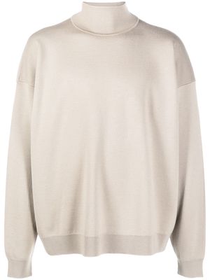 Fear Of God logo-plaque funnel-neck jumper - Neutrals