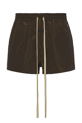 Fear of God Wrinkled Polyester Running Short in Brown