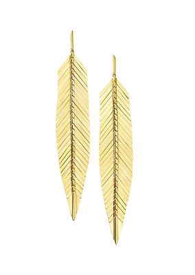 Feather 18K Gold Feather Drop Earrings