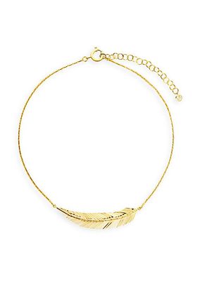 Feather 18K Yellow Gold Medium Pendant Necklace