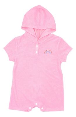Feather 4 Arrow Finn Embroidered Cotton Terry Hooded Romper in Fairy Tale Pink