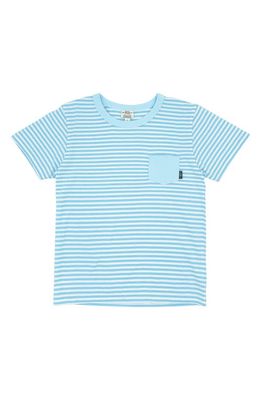 Feather 4 Arrow High Tide Stripe Cotton Pocket T-Shirt in Blue/White 