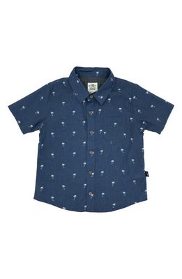 Feather 4 Arrow Island Palm Short Sleeve Button-Up Shirt in Navy