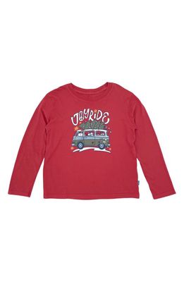 Feather 4 Arrow Joy Ride Holiday Long Sleeve Cotton Graphic T-Shirt in Red