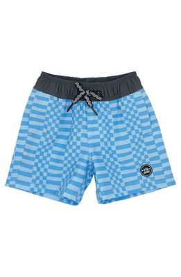 Feather 4 Arrow Kids' Double Check Swim Trunks in Crystal Blue