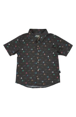 Feather 4 Arrow Kids' Shark Fin Short Sleeve Button-Up Shirt in Black