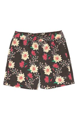 Feather 4 Arrow Kids' Tavi Floral Volley Swim Trunks in Black 