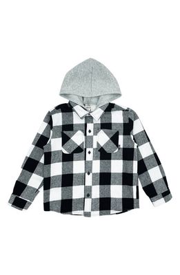 Feather 4 Arrow Kids' Upland Buffalo Plaid Cotton Hooded Shacket in Black