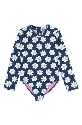 Feather 4 Arrow Kids' Wave Chaser Long Sleeve Rashguard One-Piece Swimsuit in Navy