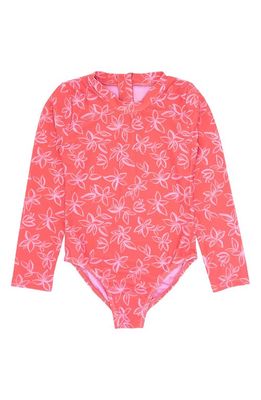 Feather 4 Arrow Kids' Wave Chaser Long Sleeve Rashguard Swimsuit in Sugar Coral