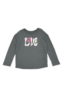 Feather 4 Arrow Love Long Sleeve Cotton Graphic T-Shirt in Charcoal