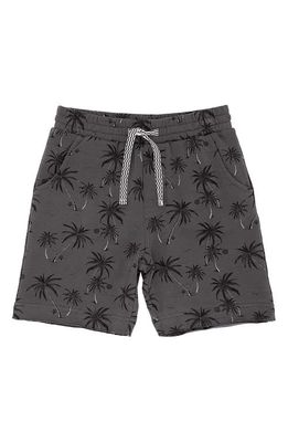 Feather 4 Arrow Lowtide Palm Tree Print Stretch Drawstring Shorts in Charcoal