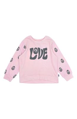 Feather 4 Arrow Peace & Love Hacci Knit Graphic Sweatshirt in Pink