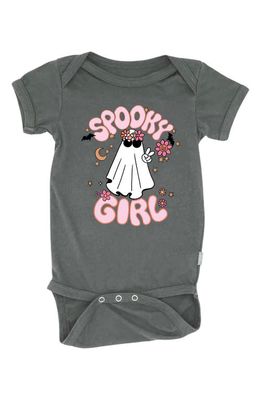 Feather 4 Arrow Spooky Girl Cotton Graphic Bodysuit in Charcoal