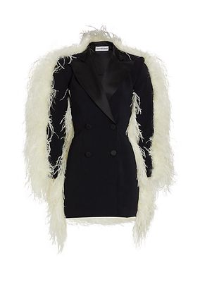 Feather-Embellished Blazer Minidress