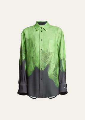 Feather-Print Oversized Shirt