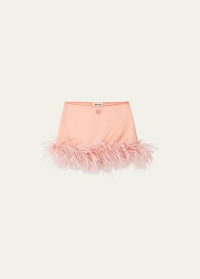 Feather-Trim Mini Skirt