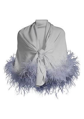 Feather-Trim Silk Georgette Shawl