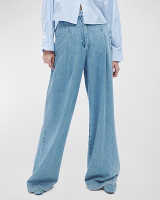 Featherweight Abigale Pleated Denim Trousers